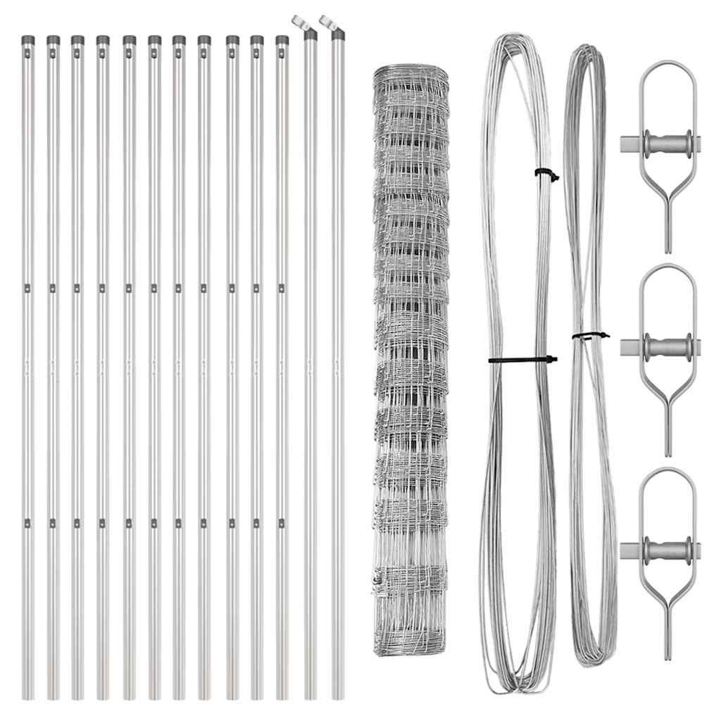 Wildzaun Silber 100 x 0,8 m Verzinkter Stahl
